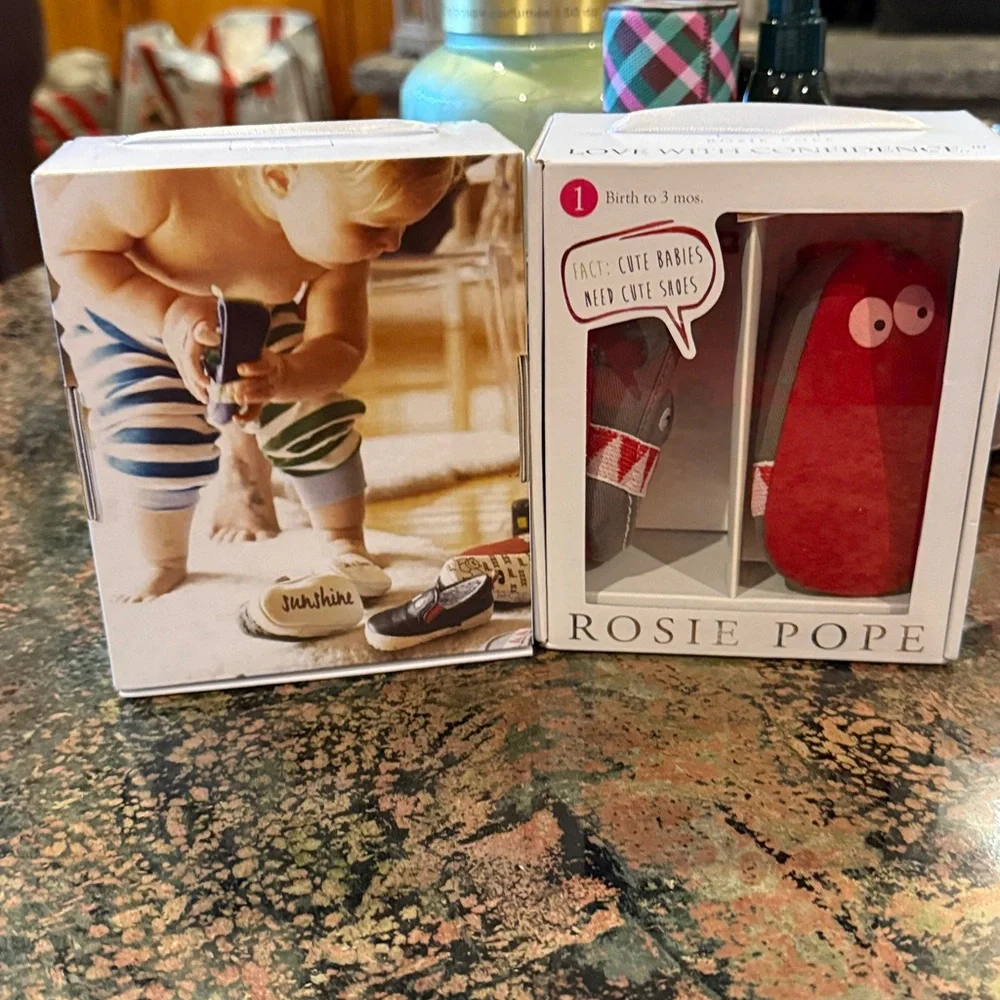 ROSIE POPE infant Red and Gray I See You Baby Shoes